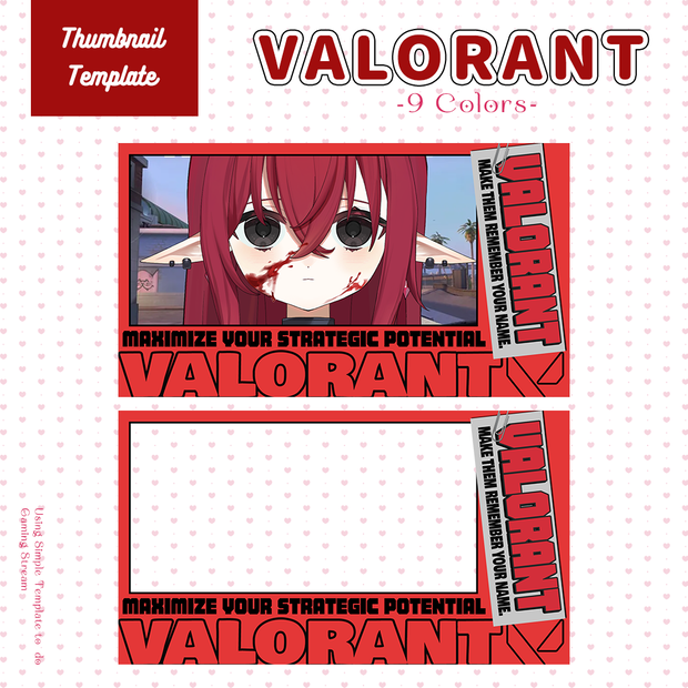 【VALORANT配信】サムネイル素材|Vtuber配信画面|9色入|PNG|