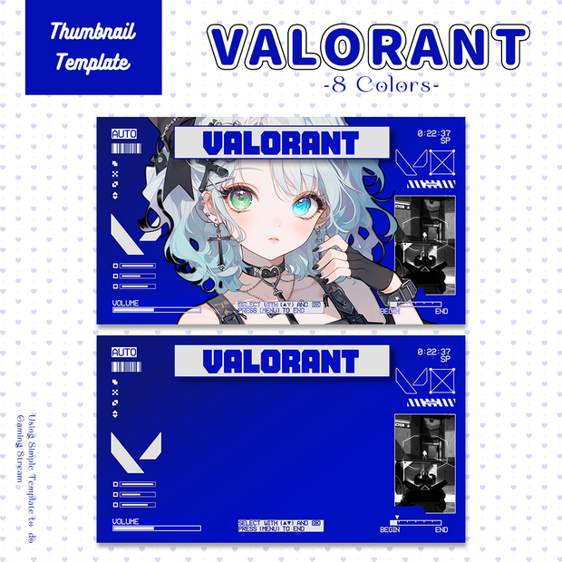 【VALORANT配信】サムネイル素材|Vtuber配信画面|8色入|PNG|