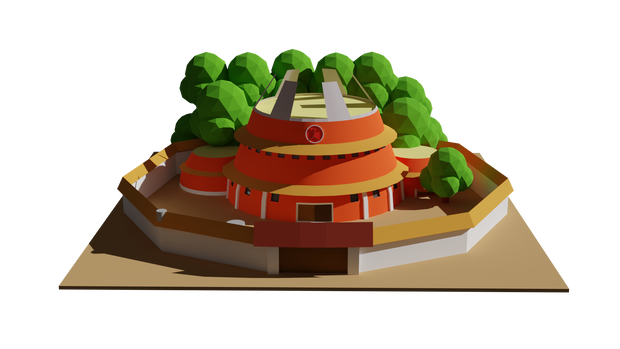 Lowpoly Hokage Tower From Naruto anime / 火影の塔 made In Blender 