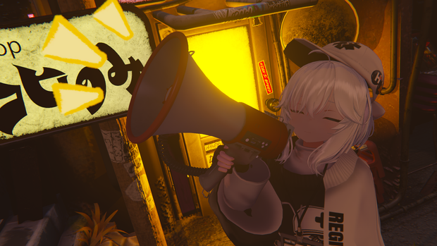 【VRChat想定】メガホン・On/Off、ワールド固定、サイレンなどのギミック付き