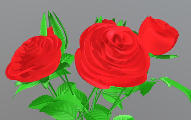 ３Ｄモデル素材 『バラの花』（花咲きアニメーション付き）
