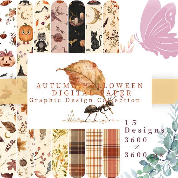 Halloween Collection｜大人かわいいハロウィン・秋 デジタルペーパー 15枚セット