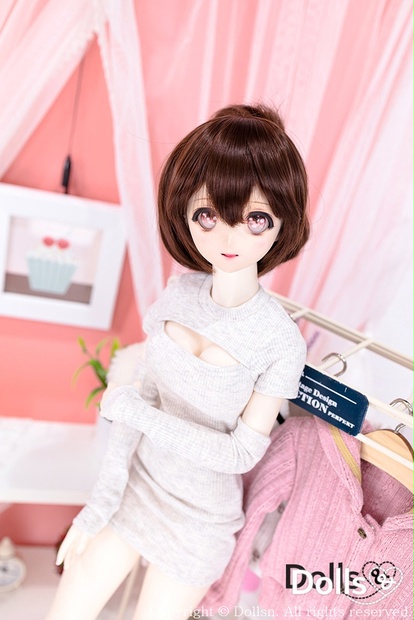 胸開きニットワンピースセットグレー 1/3 SD - dollsn - BOOTH