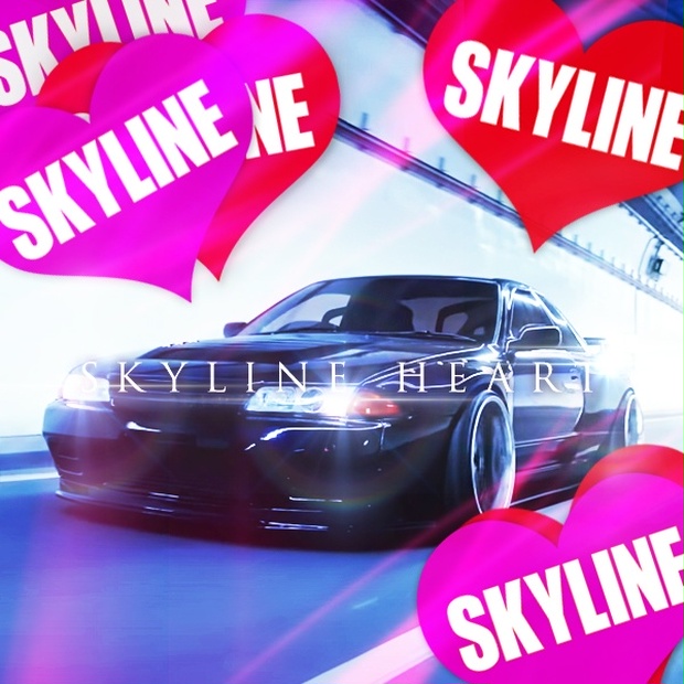 SKYLINE HEART PINK STICKER - スカイライン ハート ピンク 