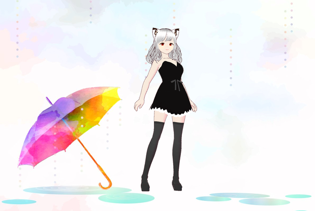ネコミミ黒ワンピ