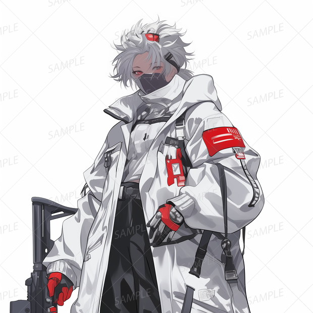 A0020：白装束のストリート系戦闘員[立ち絵・縦画面]