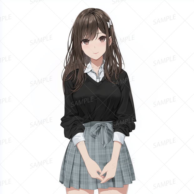 A0034：落ち着いた清楚系ロングヘア女子高生[立ち絵・縦画面]