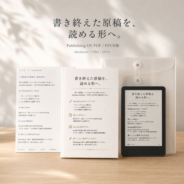 Publishing OS PDF / EPUB版｜Markdown原稿をPDF・Kindle用EPUBへ変換するWindows向けセット