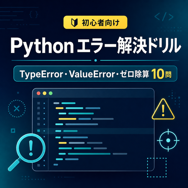 Pythonエラー解決ドリル｜TypeError・ValueError・ゼロ除算10問
