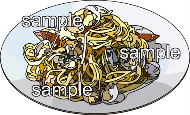 料理ボンゴレのイラスト、背景透明切り抜き画像