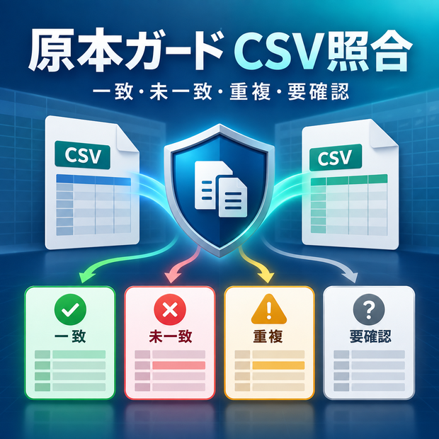 原本ガードCSV照合｜一致・未一致・重複・要確認を安全に仕分け
