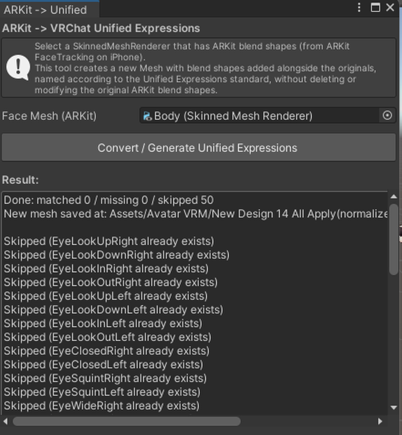 [VRChat] ARKIT convert to Unifield Expression