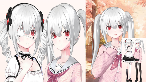 かわいいアニメ風3D女の子キャラクターです。VTuberやVRChatなどにご利用いただけます。