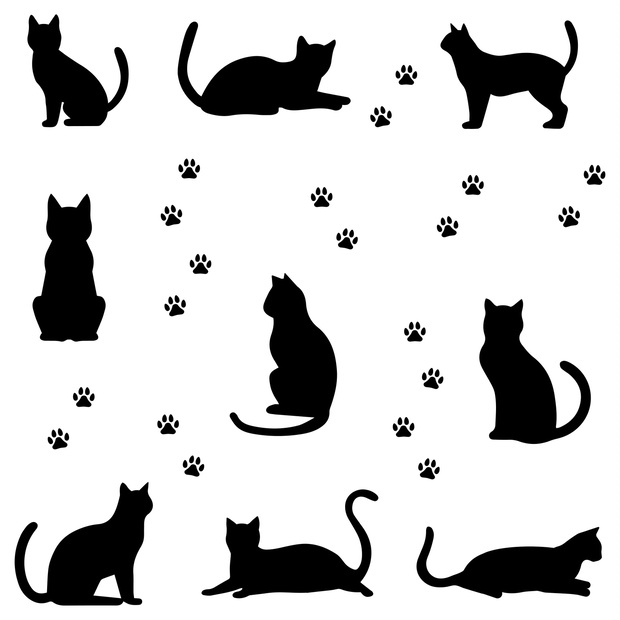 猫のシルエットセット
