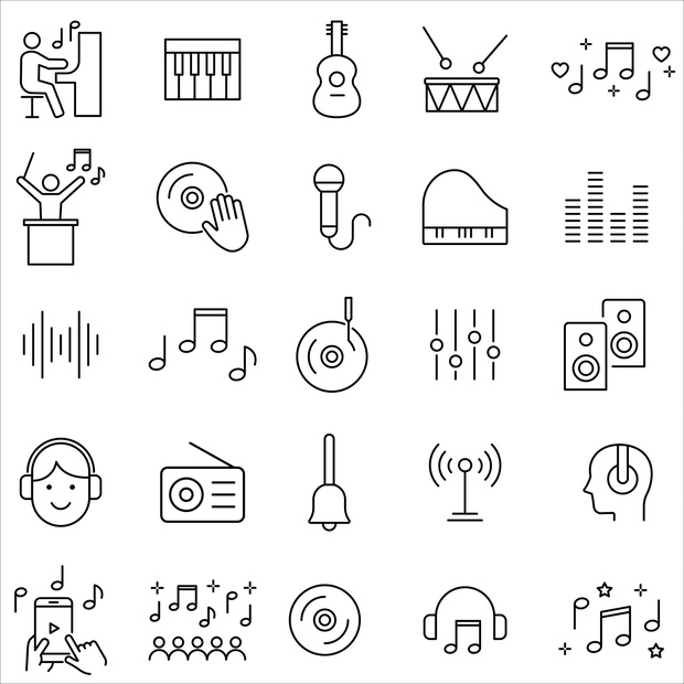 音楽の線画アイコンセット