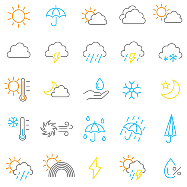 天気のアイコンセット（カラー）
