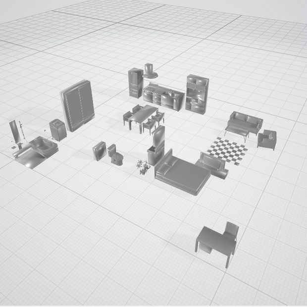3dモデル　家　部屋　家具　道具　セット　ブレンダー