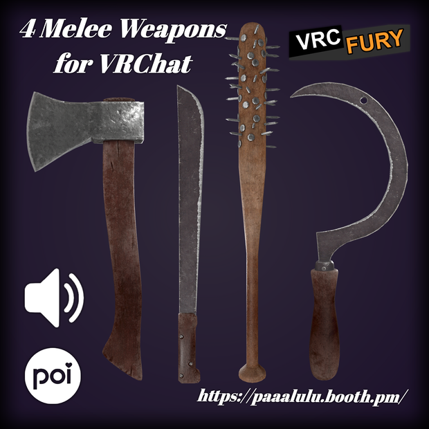 Set of 4 Melee Weapons for VRChat 近接武器セット