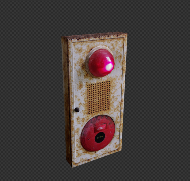 VRChat・HDRP対応　△770　ぼろぼろの非常ベル　3Dモデル