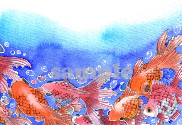 水彩イラスト原画 『金魚流々（きんぎょるる）』 - 泡沫金魚通販部 - BOOTH