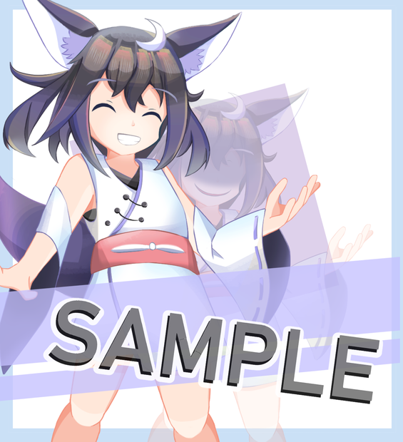 立ち絵素材_白黒狐っ子【無料差分多数】