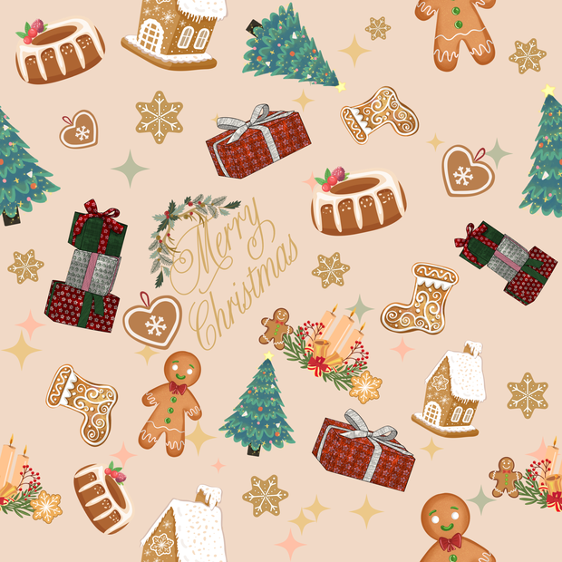 🎄 クリスマス デジタルペーパー 2枚セット｜ジンジャーブレッド＆くまさん｜GoodNotes・手帳デコ・コラージュ素材