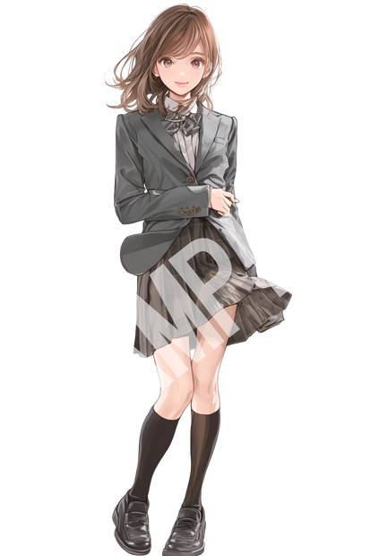 【配信用立ち絵】女子高生02立ち絵＋表情差分4種　透過PNG
