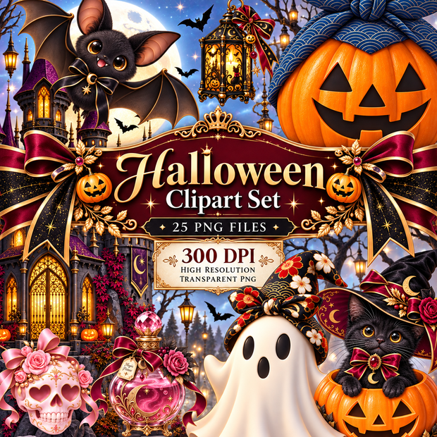 ハロウィンクリップアート 25点セット PNG