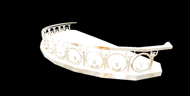 【ワールド景観用】半円形大理石バルコニー　Semicircular marble balcony