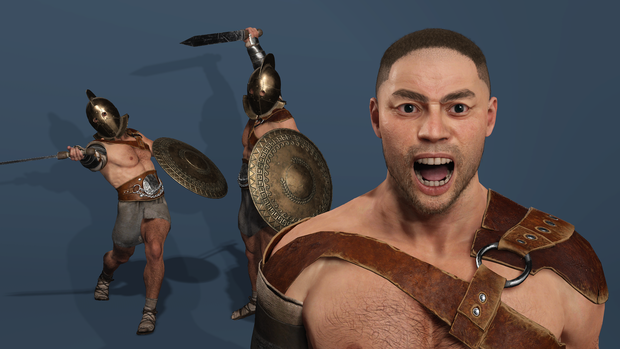 Realistic Roman Spartan Gladiator Warrior Rigged UE Sword Shield 3D model