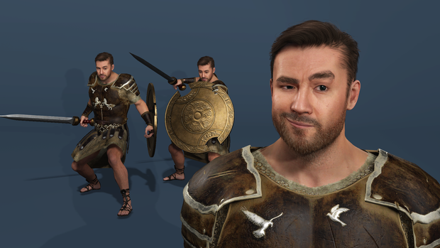  Realistic Roman Gladiator Warrior Rigged for UE Muscle Man Armor low-poly 3d model
