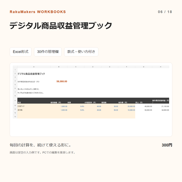デジタル商品収益管理ブック