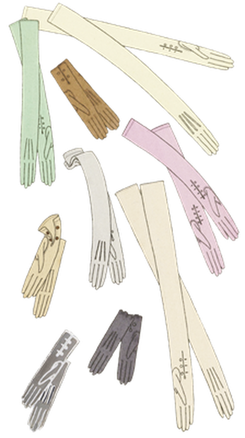 PNG画像：婦人用長手袋アンティークイラスト