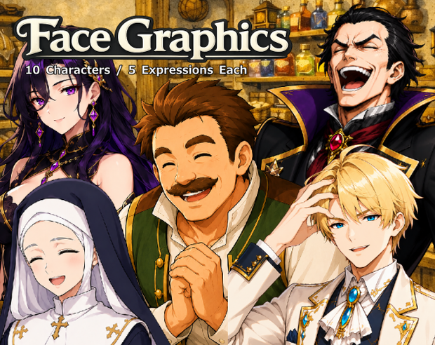 FG08｜Face Graphics 50点（透過PNG／商用OK） / Face Graphics x50 (PNG)