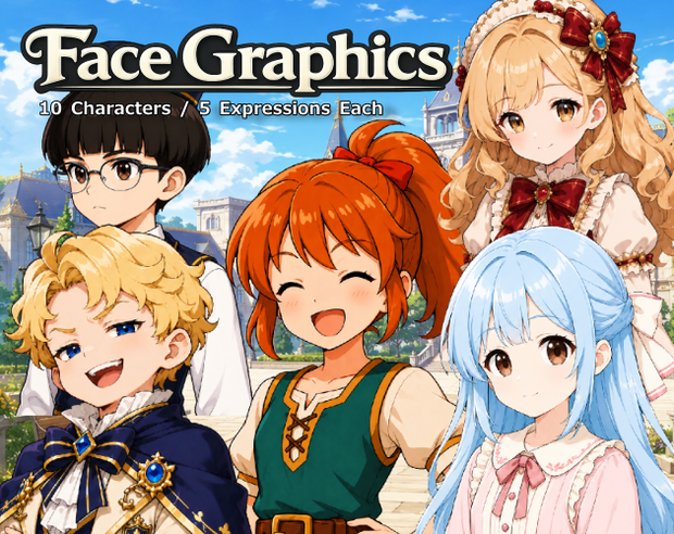 FG09｜Face Graphics 50点（透過PNG／商用OK） / Face Graphics x50 (PNG)