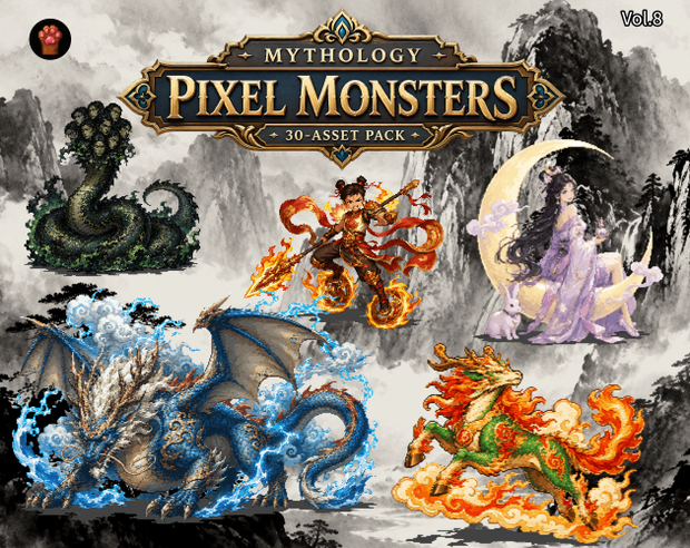CP48-D211｜神話モンスター30体（透過PNG／商用OK） / Mythology Monsters x30 (PNG)