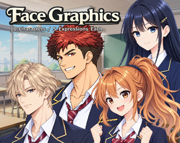 FG15｜Face Graphics 50点（透過PNG／商用OK） / Face Graphics x50 (PNG)