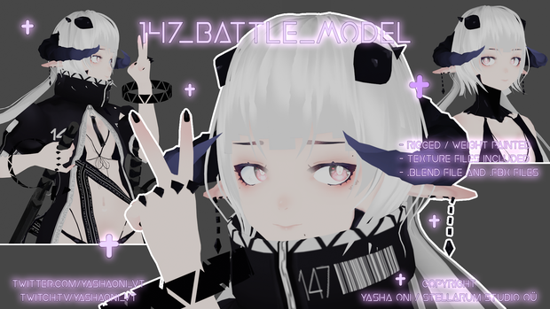 Vtuber / Vrchat model + Gunblades! - .FBX, .blend, unitypackage, .vsfavatar