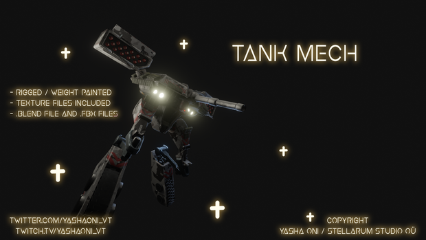 Tank Mecha .FBX, .blend, .unitypackage, animations