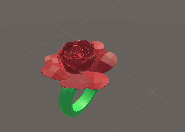一輪の薔薇リング(ローポリゴン)