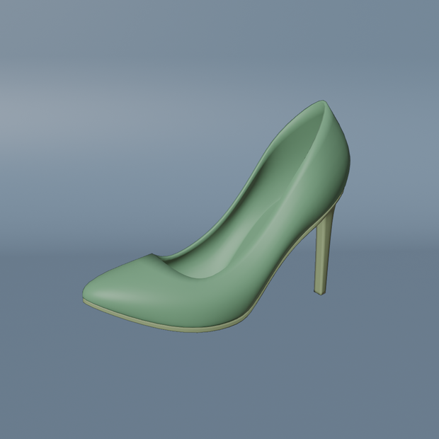 【無料】ハイヒールの3Dモデル+三面図【blender】