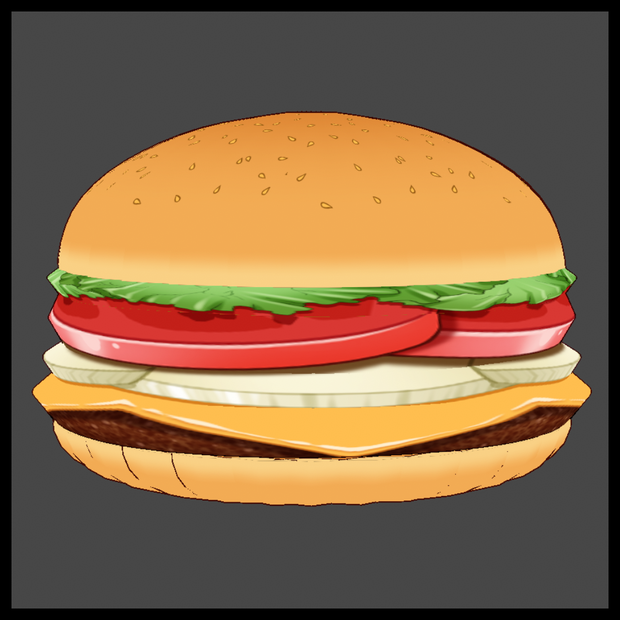 【VRoid 装飾品】ハンバーガー【食べるポーズ付き・無料版有り】