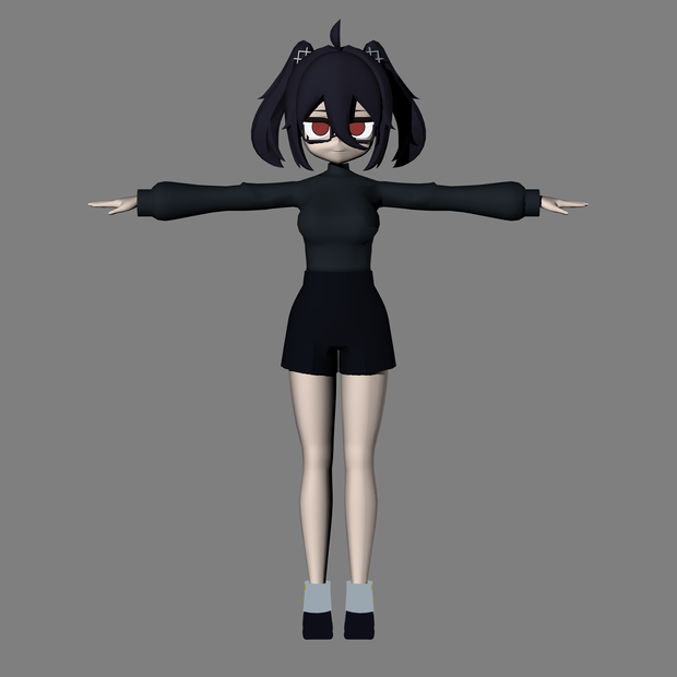 オリジナルキャラモデル　ツインテール×眼鏡×ジト目