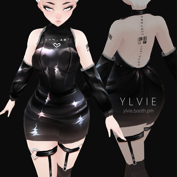 Vroid Latex Dress Outfit w/ Tattoos - Ylvie's Shop ♡ - BOOTH