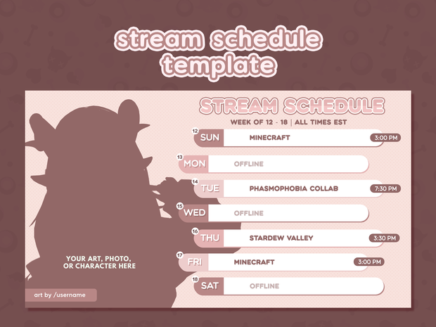 Neapolitan Twitch Schedule | Streamer Assets | VTuber Graphics