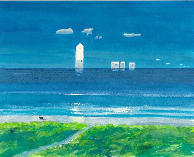 水彩画（原画）「今日の海」