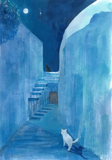 水彩画（額装済み）「待合せ」 - gomaramen888 - BOOTH