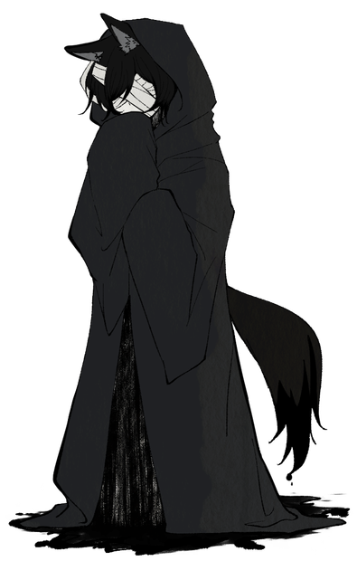 【フリー立ち絵素材】黒ローブ獣耳人外【差分なし】