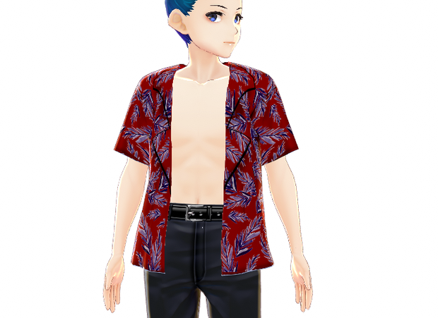 Red open shirt with pattern
