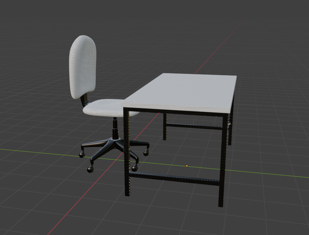 デスク＆チェアセット 3Dモデル